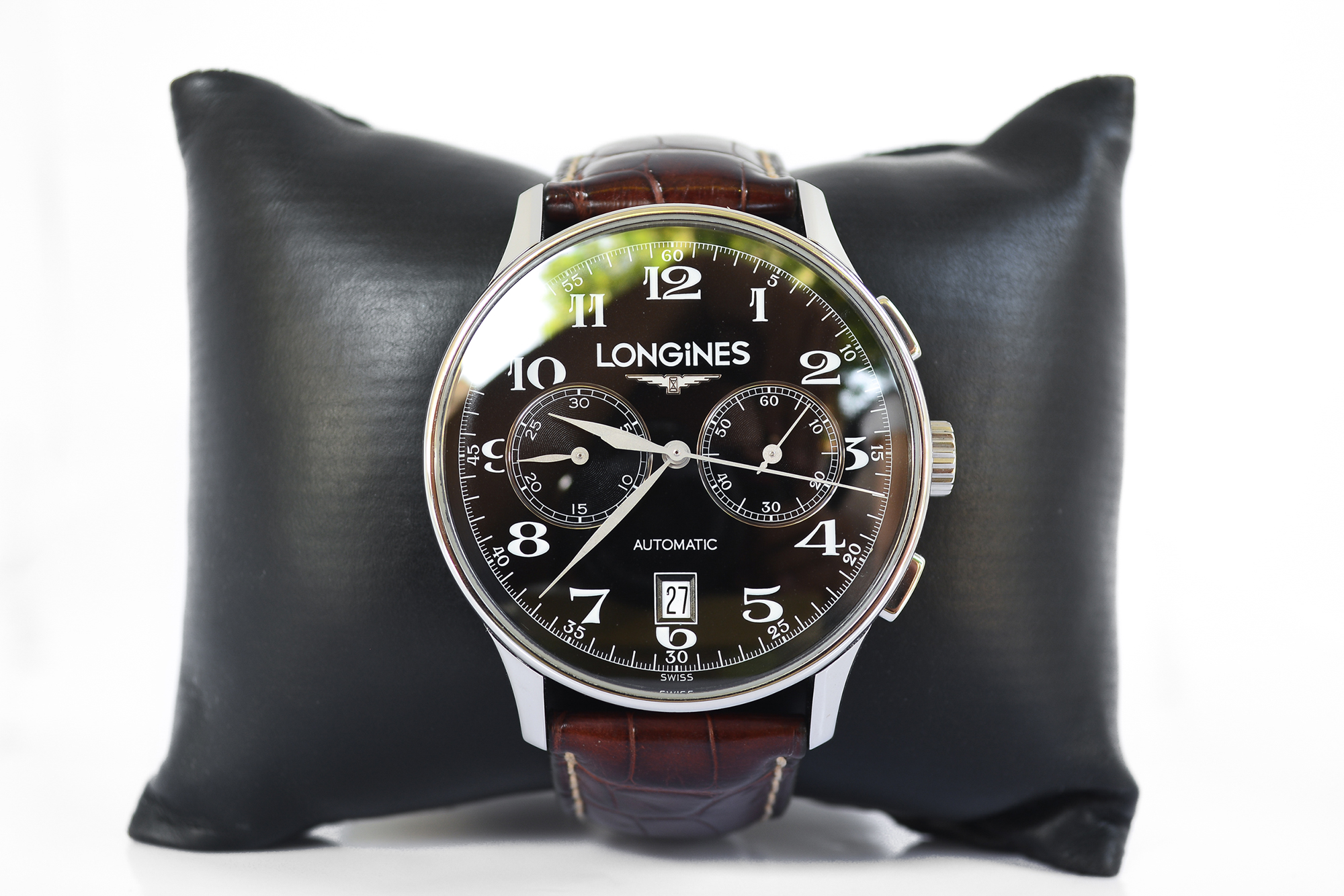 Longines Heritage Chronograph Automatic หน้าดำ สายหนัง (Sold)