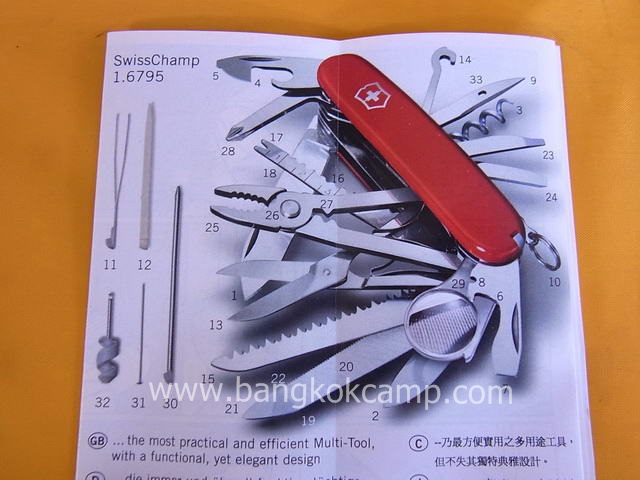 มีดพับอเนกประสงค์ Victorinox รุ่น SwissChamp แดง 33ฟังก์ชั่น Made in Switzerland ของใหม่ แท้ พร้อมกล่องและคู่มือ (1.6795)