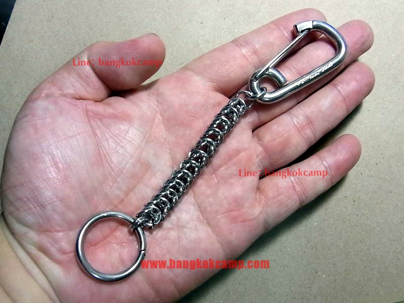 พวงกุญแจ+สร้อยงานถักมือ คาราบิเนอร์ Carabiner สแน็ปลิงค์ Snaplink -สแตนเลส (แบบที่3)