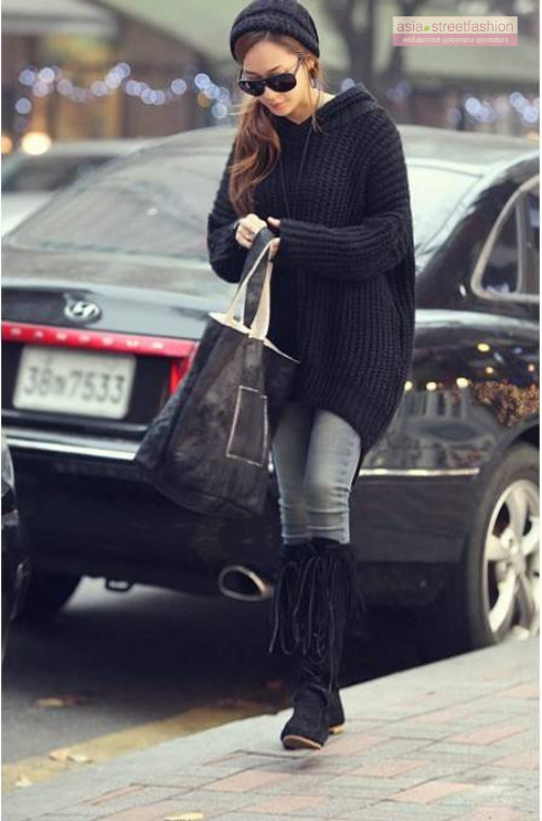 Sweater เสื้อไหมพรม ทรงสถักวยเนื้อดีอุ่น ยืดได้เยอะ สีดำพร้อมส่งจ้า สีดำ