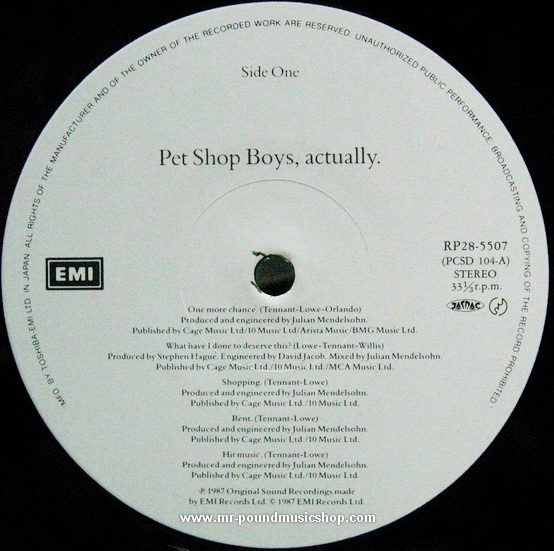 Pet Shop Boys - Actually + EP "7