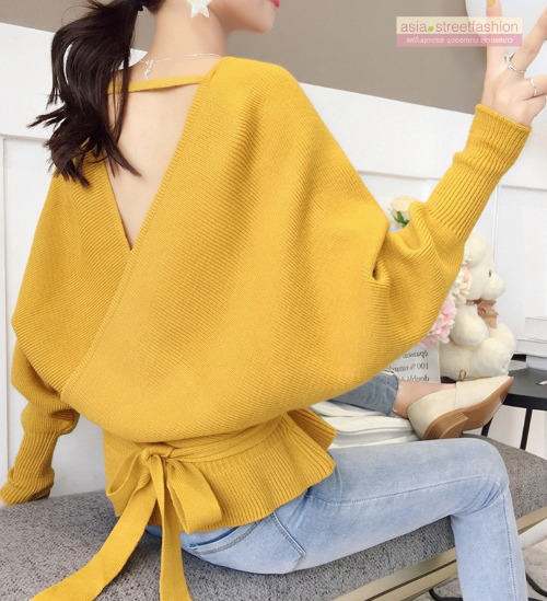 เสื้อไหมพรม ทรงสวย เซ็กซี่ โชว์แผ่นหลัง จั๊มเอว พร้อมส่ง