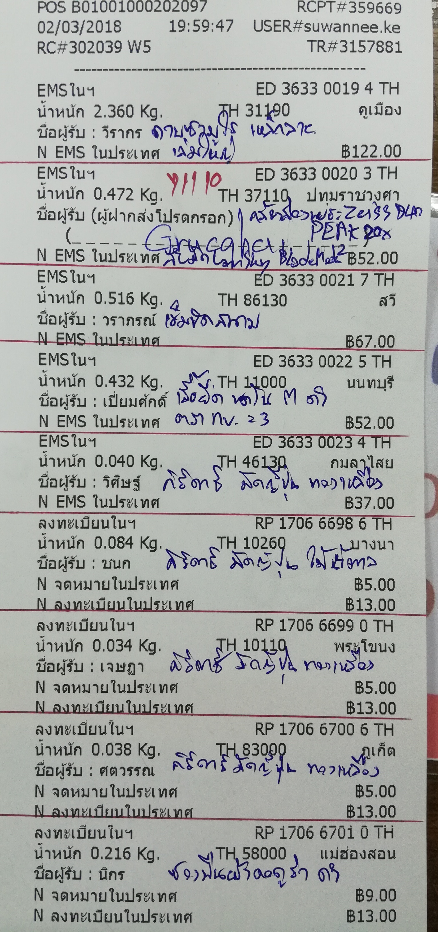 ใบเสร็จฯ มีนาคม 2561