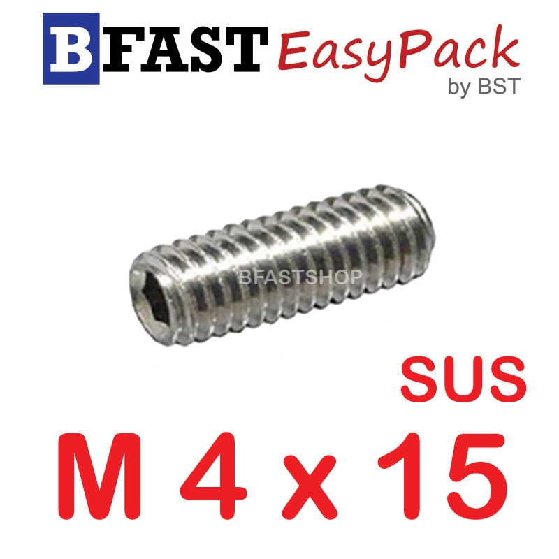 สกรูตัวหนอนสแตนเลส SUS M4 x 15 (12 ตัว/ถุง)