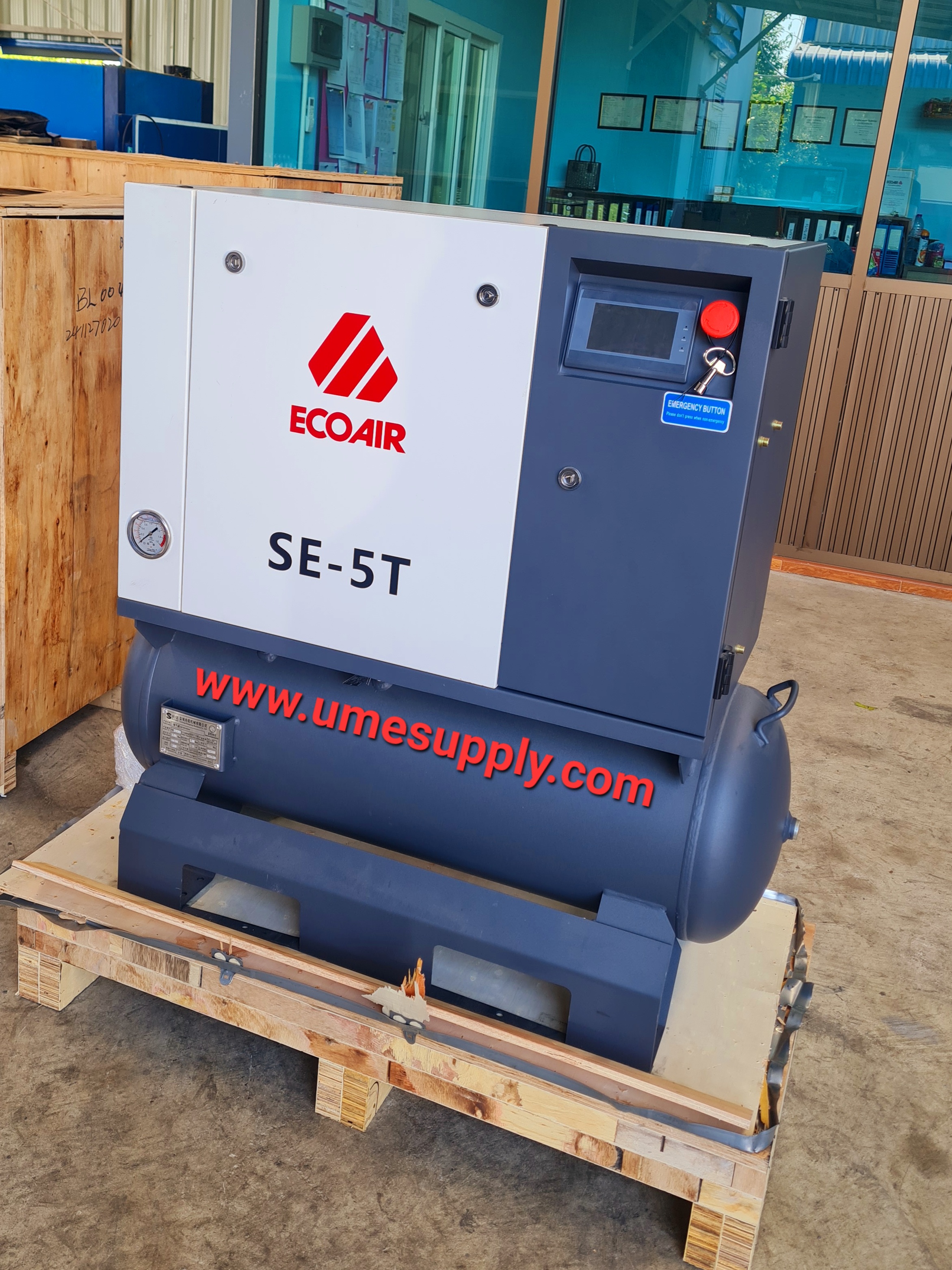 ปั๊มลมสกรู "ECOAIR"COMPLETE SET"VSD" 5 HP. POWER 220/1Ph,50Hz. TANK 100 Liter.