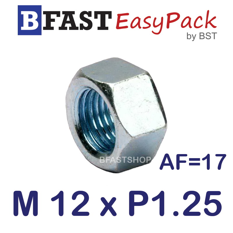 หัวน็อตมิลขาว M12 x P1.25 ขอบ 17 mm. หนา 10 mm. (12 ตัว/ถุง)