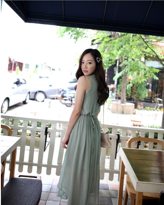 MAXI DRESS ชุดเดรสยาวผ้าชีฟอง โทนสีเขียว แฟชั่นใส่เที่ยว ใส่ทำงาน สวยน่ารักมากๆ