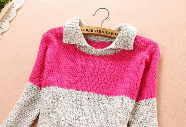 fashion เสื้อกันหนาวไหมพรมแฟชั่น คอปก สีชมพู บานเย็น น่ารักๆ ใส่เที่ยว