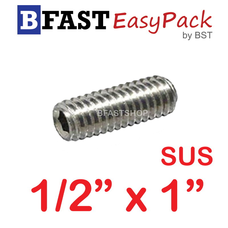 สกรูตัวหนอนสแตนเลส SUS 1/2 x 1" (3 ตัว/ถุง)