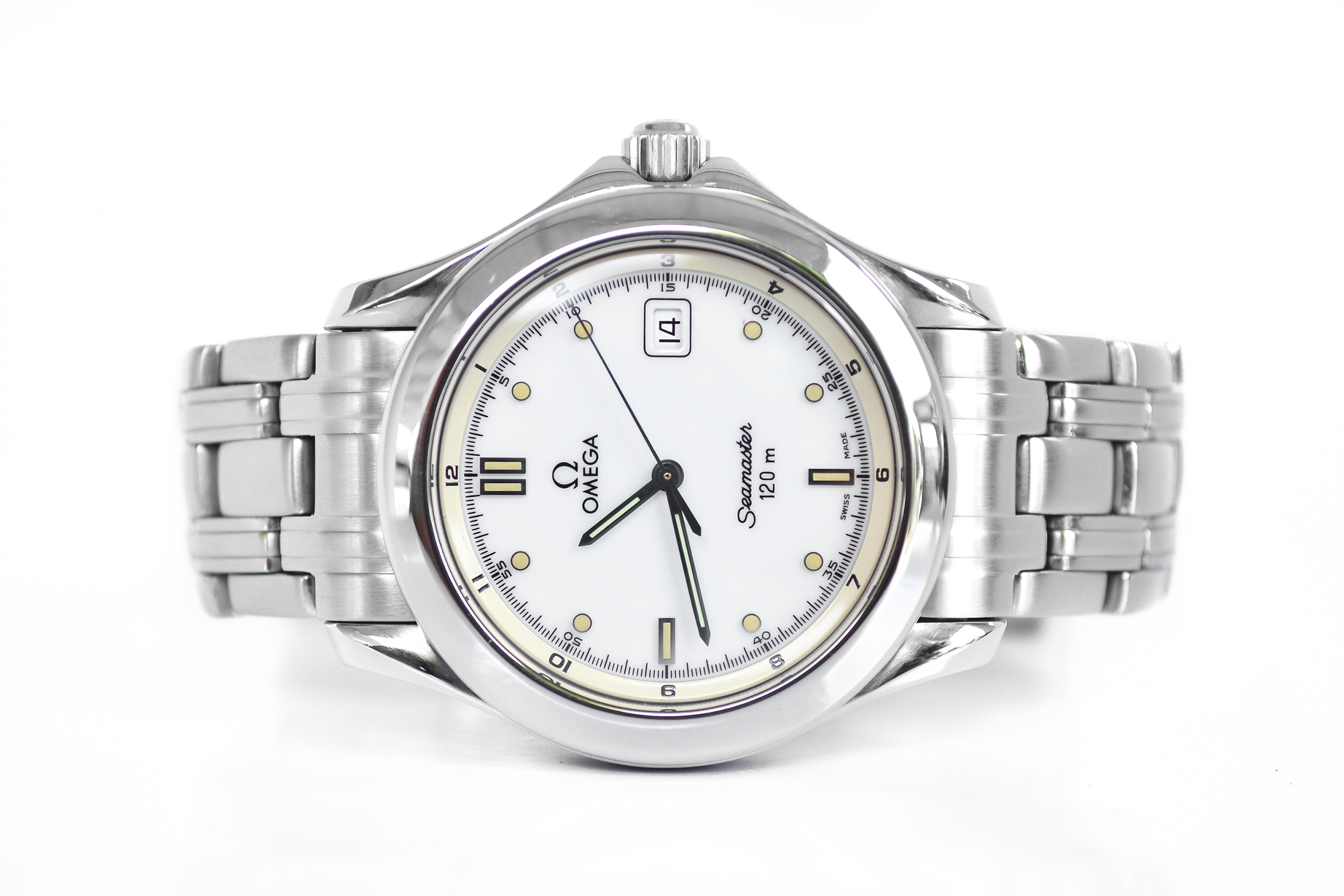 Omega Seamaster 120M Boy Size Quartz หน้าขาว สายเหล็ก (Sold)