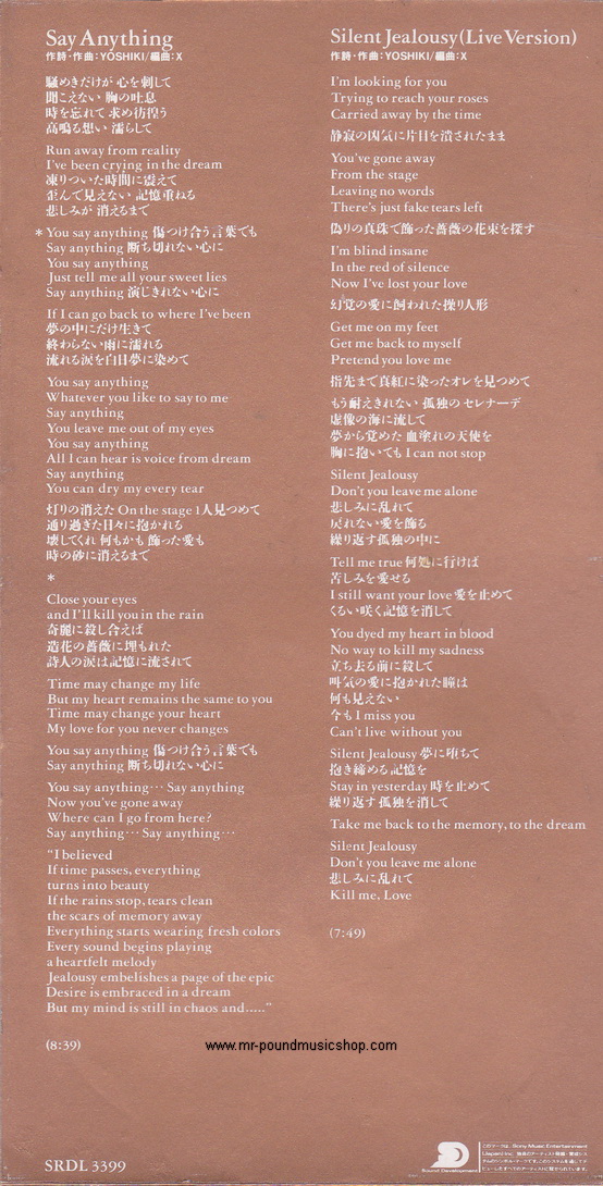 ミュージシャン X Say Anything X-Japan - Say Anything - mr-poundmusicshop.com : Inspired by