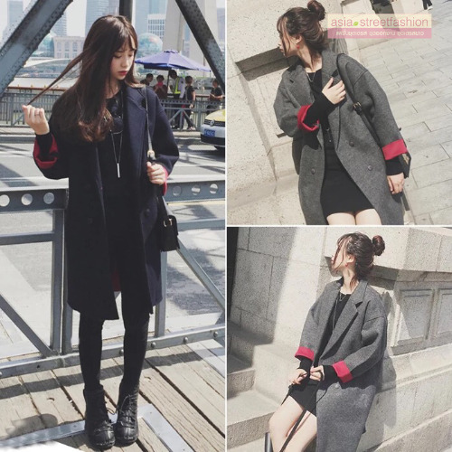 เสื้อแขนยาว ทรงสั้น คอปาด มีลายในตัว ผ้าไม่หนามากทิ้งตัว พร้อมส่ง
