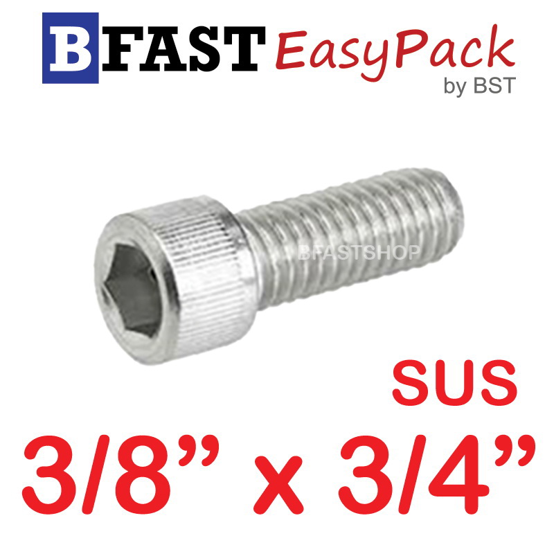 สกรูหัวจมสแตนเลส SUS 3/8" x 3/4" (1 ตัว/ถุง)
