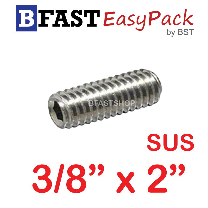 สกรูตัวหนอนสแตนเลส SUS 3/8 x 2" (2 ตัว/ถุง)