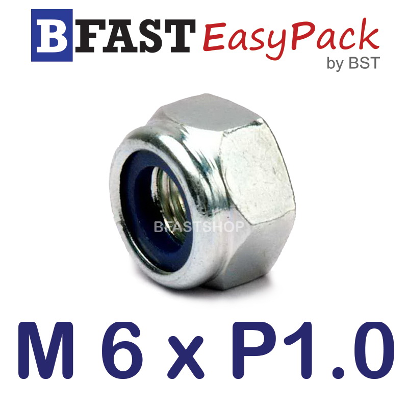 หัวน็อตล็อค M6 x P1.0 ขอบ 10 (20 ตัว/ถุง)