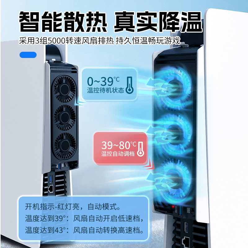 IINE พัดลมระบายความร้อน(3ตัว) for เครื่องเกม PS5 เครื่องรุ่นแรก ได้ทั้งรุ่นใส่แผ่น & ดิจิตัล รุ่น L847