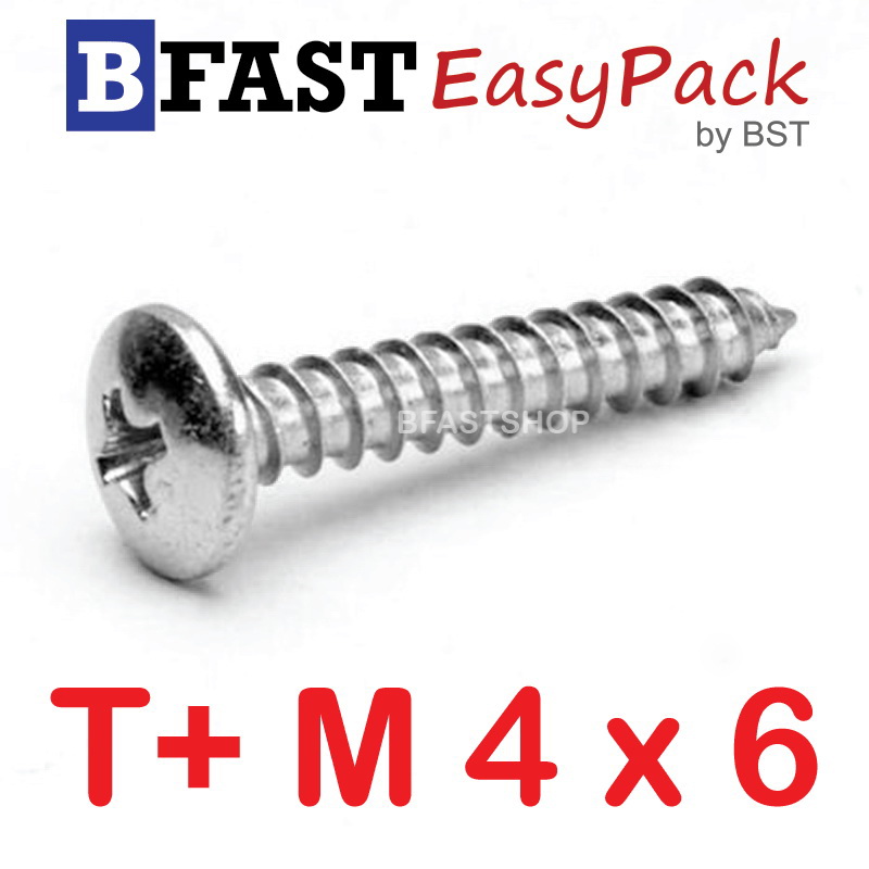 สกรูเกลียวสแตนเลส T+ SUS M4 x 6 ( 20ตัว/ถุง)