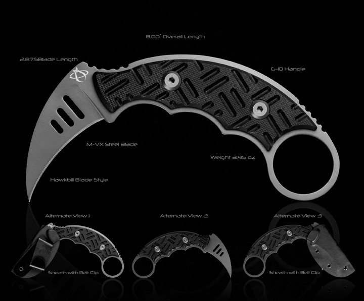 มีดคารัมบิท Mantis MK-F2 Kara Fu Karambit Fixed 2.875" Blade, Black G10 Handles