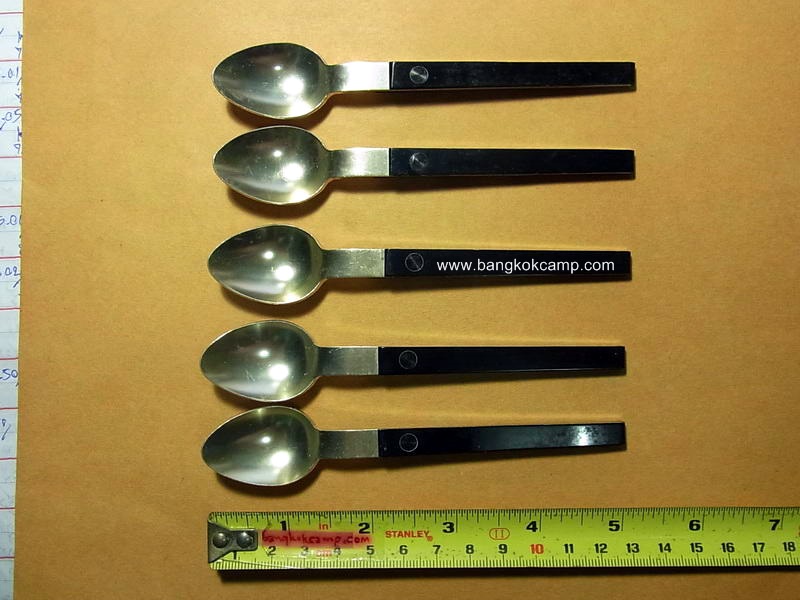 ช้อนญี่ปุ่นโบราณ เนื้ออลูมิเนียม (5อัน) ใหม่เก่าเก็บ Made in Japan