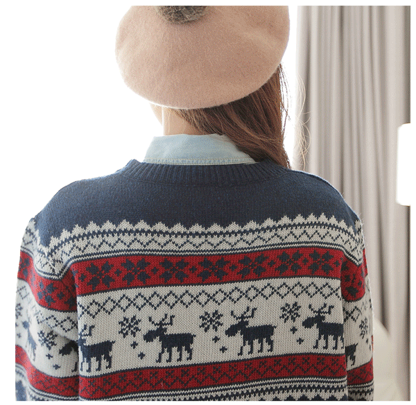 fashion เสื้อกันหนาว ไหมพรม สเวตเตอร์ ลายการ์ตูน คอกลม สีกรม ขาว แดง ใส่เที่ยว น่ารักๆ