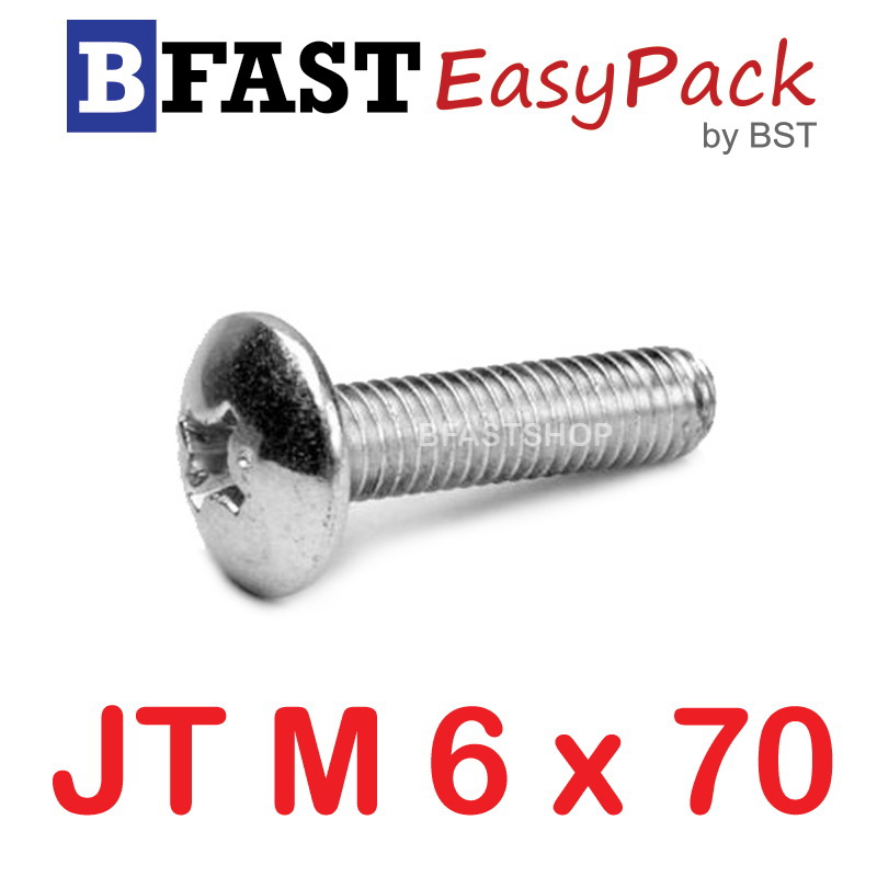 สกรูสแตนเลส SUS JT M6 x 70 (4 ตัว/ถุง)