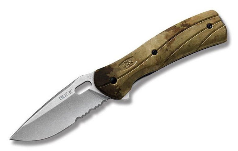 มีดพับ Buck Vantage Force Pro Stonewashed S30V Combo Blade, A-TACS Camo Handles