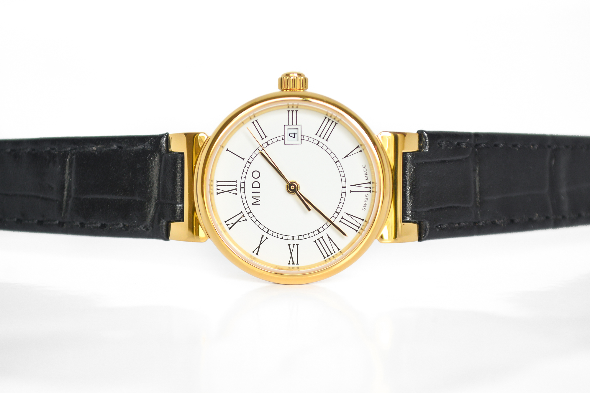 Mido Dorada Quartz เรือนทอง หลักโรมัน สายหนัง