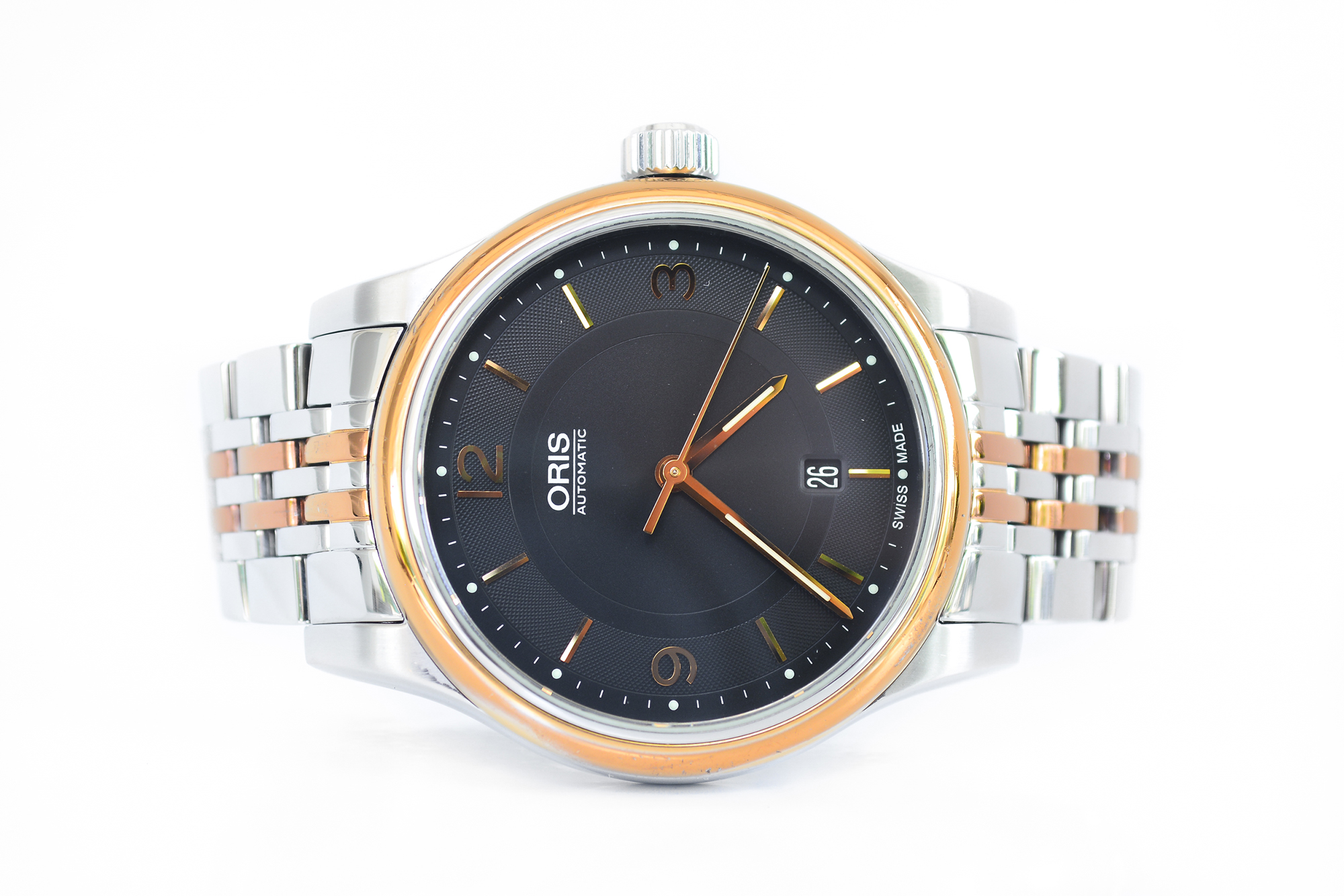 Oris Classic Date Automatic King Size 2tone Rose Gold หน้าดำ