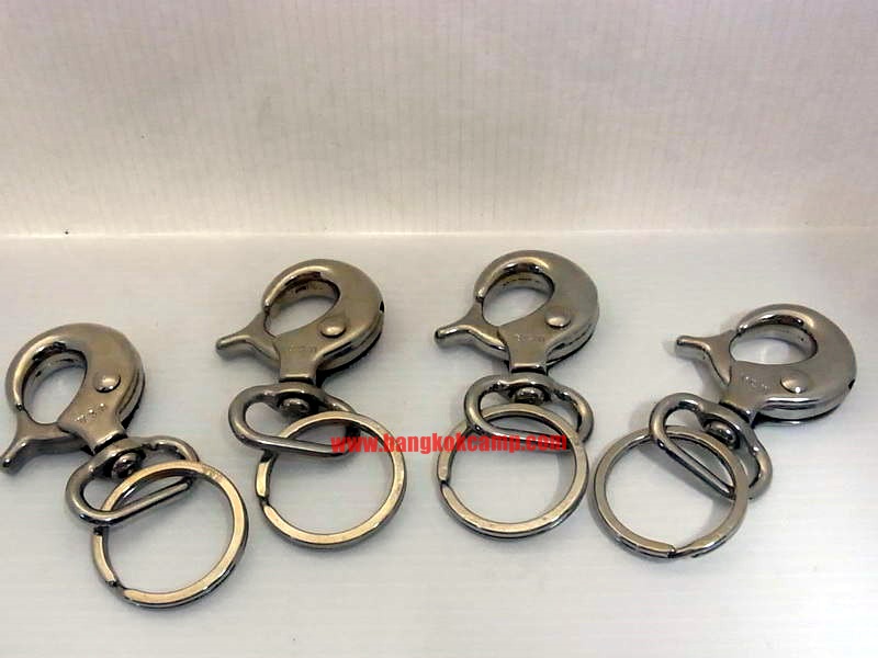 พวงกุญแจ ตะขอเกี่ยว - โลหะ สีเงิน Made in USA ใหม่เก่าเก็บ (ทำหูเกี่ยวสายสะพายกระเป๋าได้)