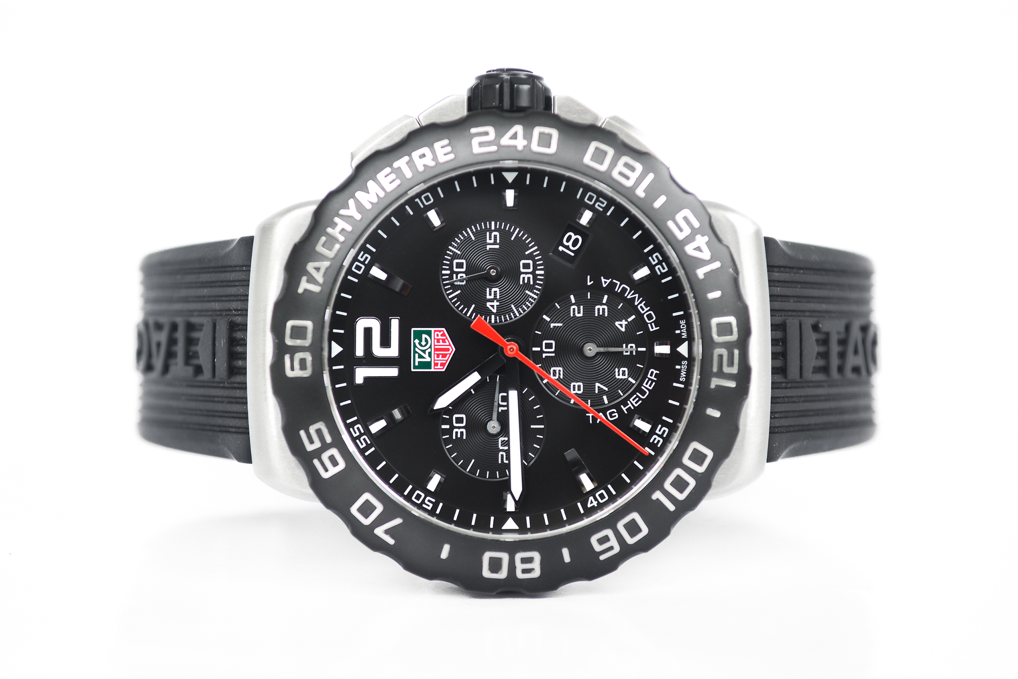 Tag Heuer F1 Chronograph King Size Quartz หน้าดำ สายยาง