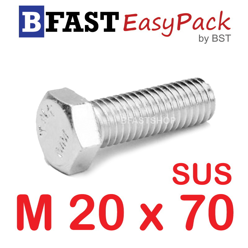 สกรูหัวเหลี่ยมสแตนเลส M20 x 70