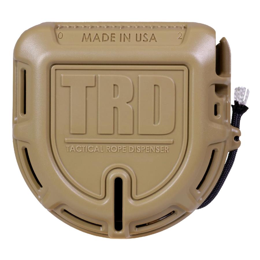 TRD - Tactical Rope Dispenser - Flat Dark Earth/FDE.. กล่องใส่เชือก พร้อมใบมีดตัด PARACORD​ ...Made in USA​ (​สีทราย)​