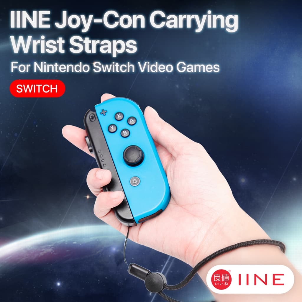 IINE สายคล้องข้อมือสําหรับ Nintendo Switch & OLED สีดำ (2 อัน)