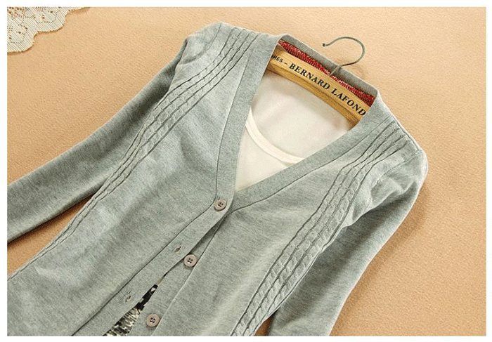 fashion เสื้อกันหนาวแฟชั่น ผ้าไหมพรม คอวี สีเทา ใส่เป็นเสื้อคลุมลำลองได้ ใส่ทำงาน น่ารักๆ