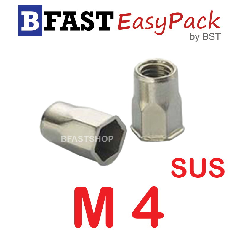 รีเวท-นัท หัวเตเปอร์ (คอเหลี่ยม) SEM สแตนเลส SUS M4 ( 1 ตัว/ถุง )