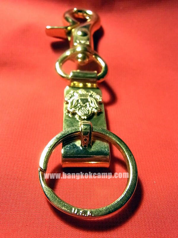 พวงกุญแจ ก้ามปู ตะขอเกี่ยว 2ระบบ- สแตนเลส สีทอง Made in USA.