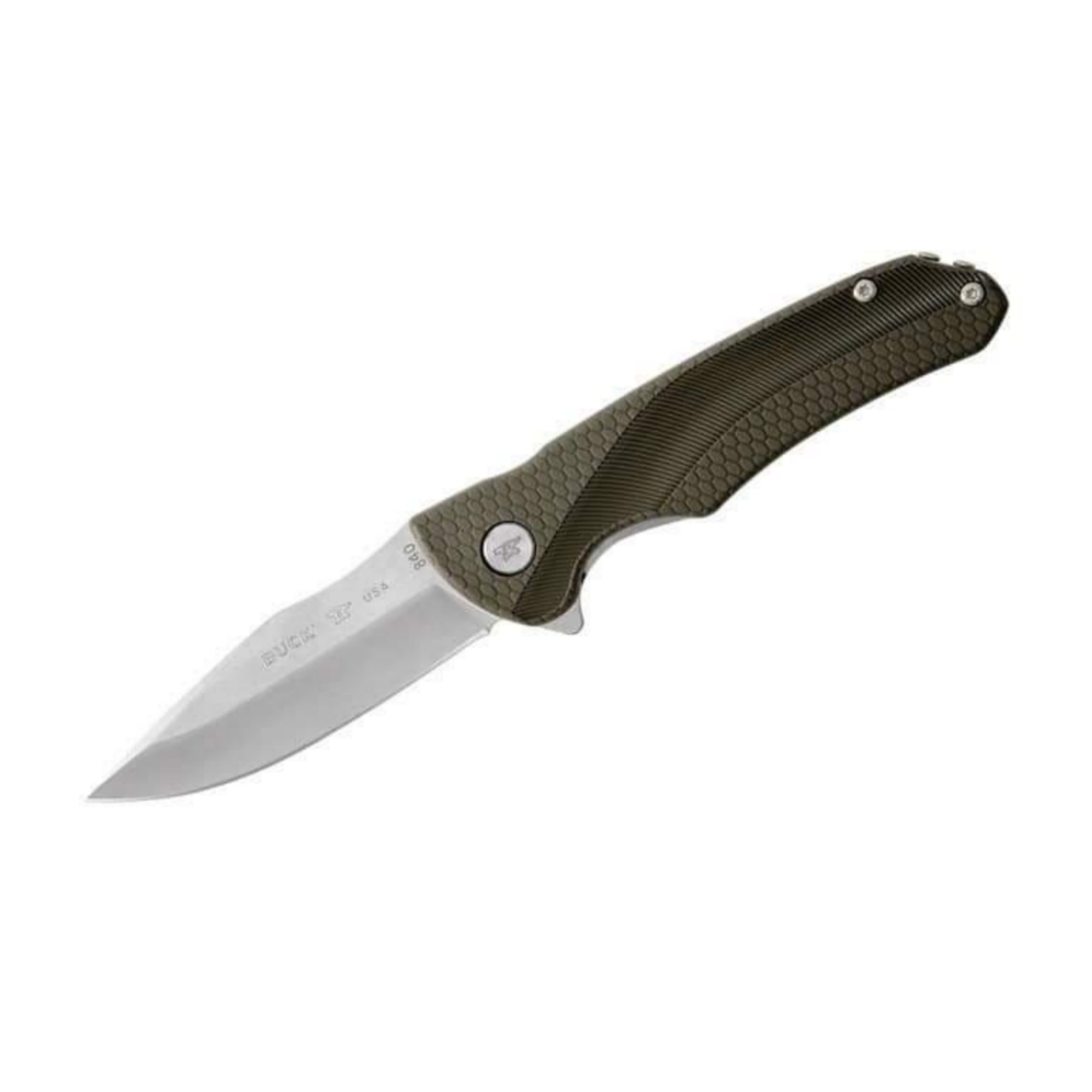 มีดพับ Buck 840 Sprint Select Flipper Knife 3.125" 420HC Stainless Steel Drop Point, Green GRN Handles - 12058