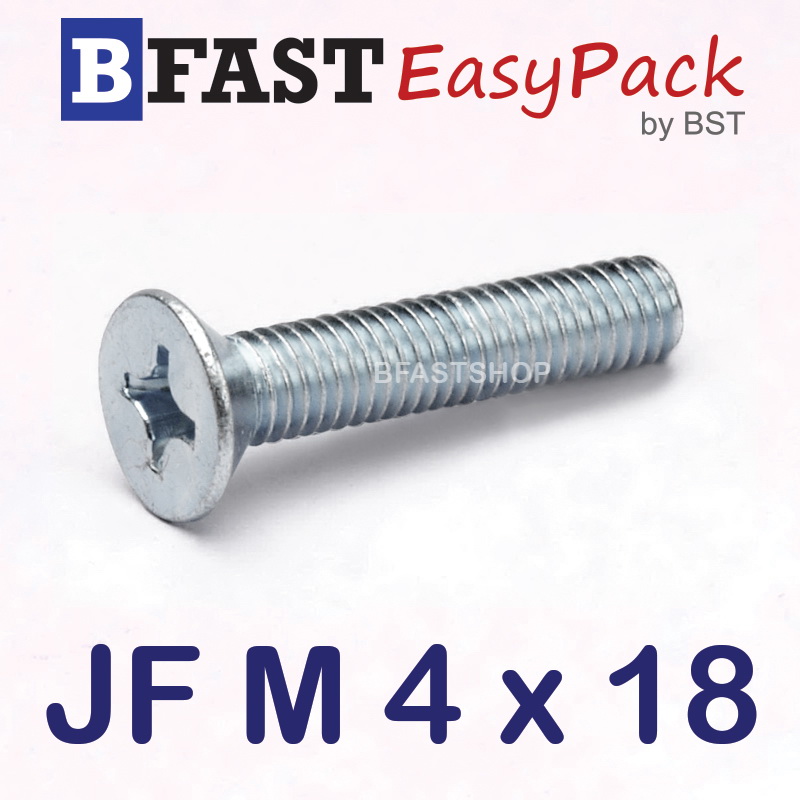 สกรูมิลสี่แฉก JF M 4 x 18 (20 ตัว/ถุง)