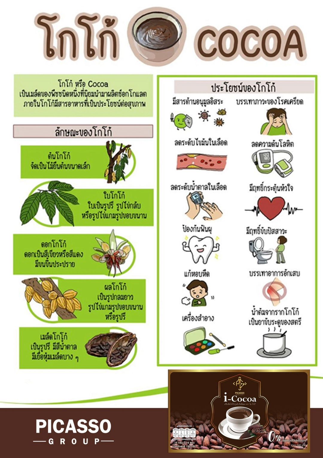 i-cocoa โกโก้ เสริมสร้างหัวใจให้แข็งแรง 10 ซอง 15กรัม/ซอง