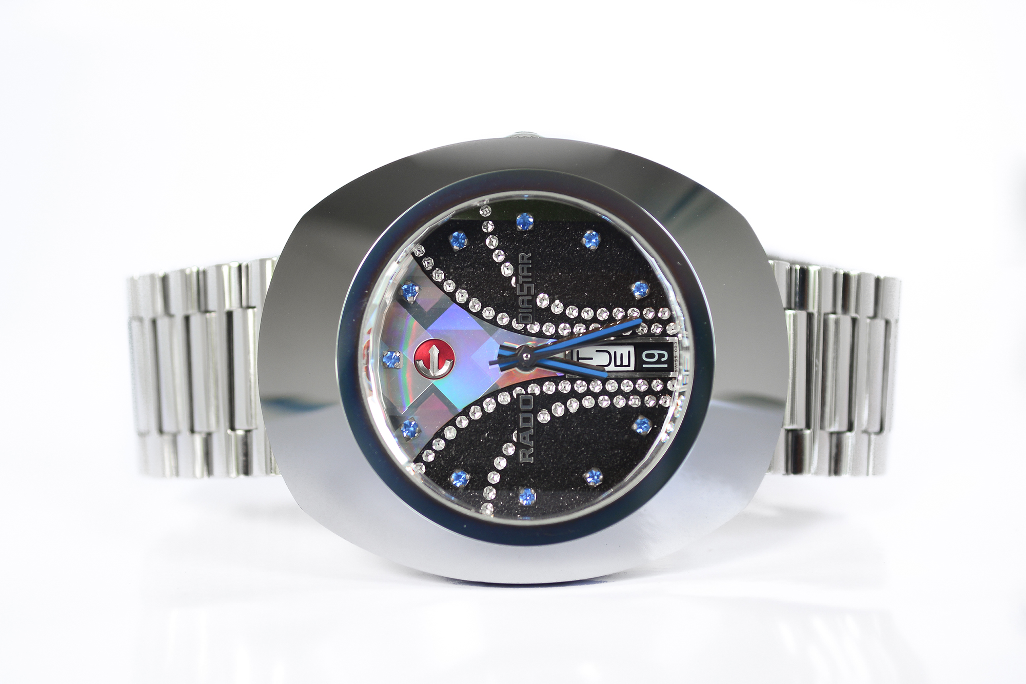 Rado Diastar Auto เรือนเหล็ก หน้าน้ำพุ พลอยฟ้า