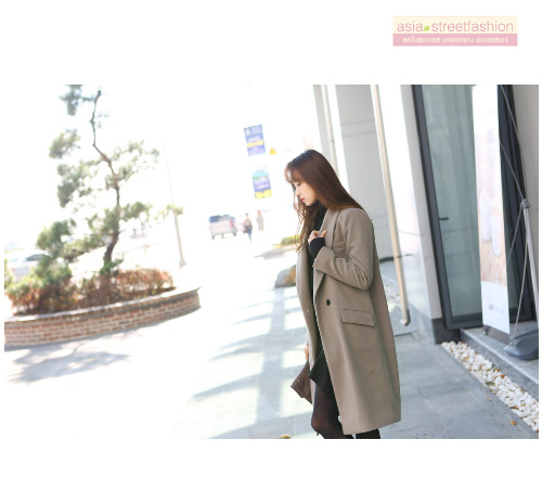 L OverCoat เสื้อโค้ทกันหนาวตัวยาว สีเทา งานดี ผ้าวูลเนื้อดีเรียบไม่เป็นขุย บุซับในกันลมอย่างดี พร้อมส่ง สีเทา L