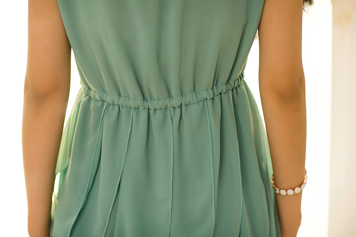 DRESS ชุดเดรสแฟชั่น ชุดทํางาน สีเขียว ผ้าชีฟอง ออกงาน น่ารัก งานคุณภาพจ้า