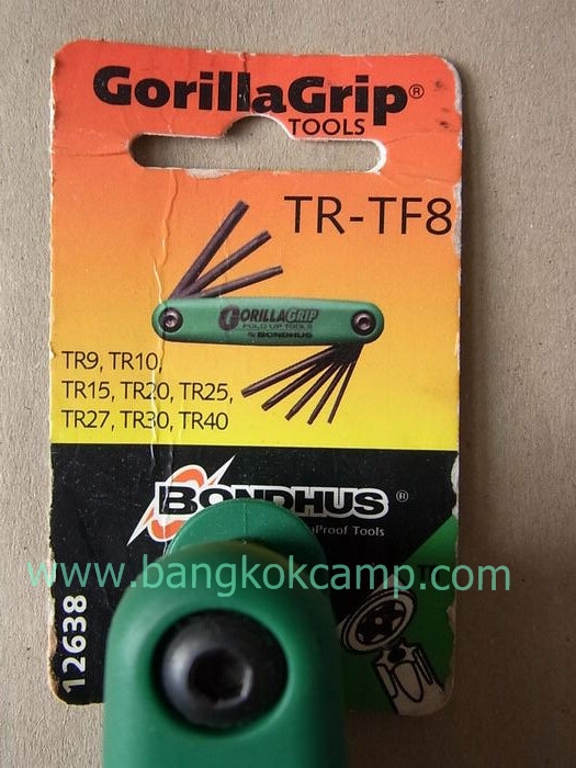 ประแจหกเหลี่ยม แบบพับ BONDHUS GorillaGrip (สีเขียว-มีรู) ...Made in USA