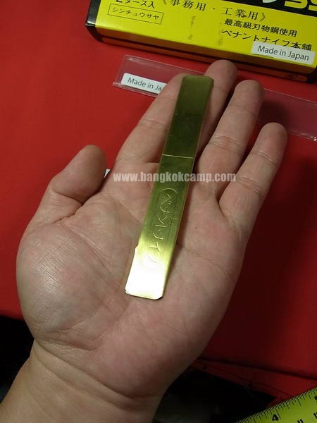 มีดคิริดาชิ (มีดญี่ปุ่น, มีดพกญี่ปุ่น) เหล็กคมมากๆ ด้ามและปอกทองเหลือง Made in Japan ใหม่ แท้