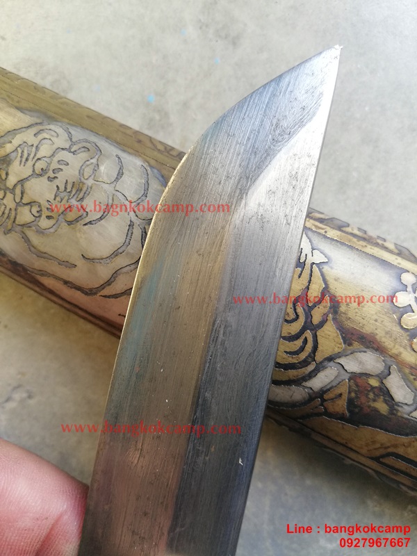 ซามูไรสั้น ดาบญี่ปุ่น ลายเสือเล่มเล็ก ฮาราคีรี ใบมีดเป็นเหล็กลาย (ใบมีดดามัสกัส)