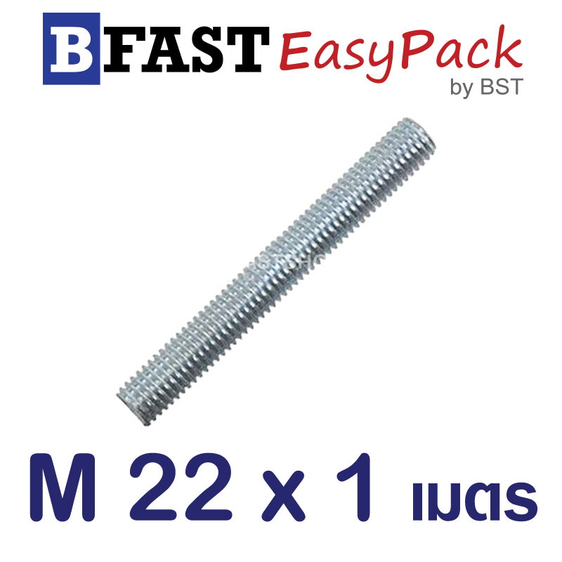 สตัดเกลียวตลอด 1 เมตร M22 x2.5 ชุบขาว (1 เส้น)