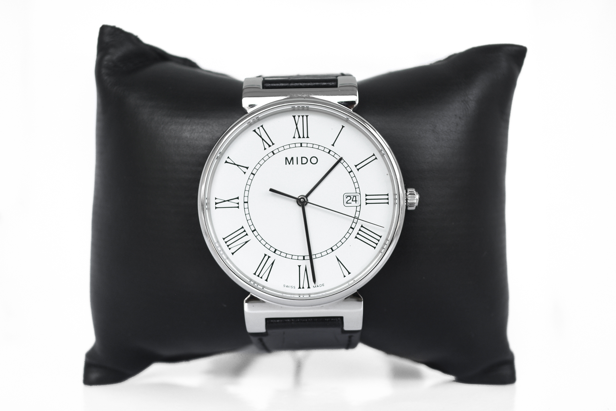 NEW:Mido Dorada Quartz หน้าขาว หลักโรมัน สายหนัง