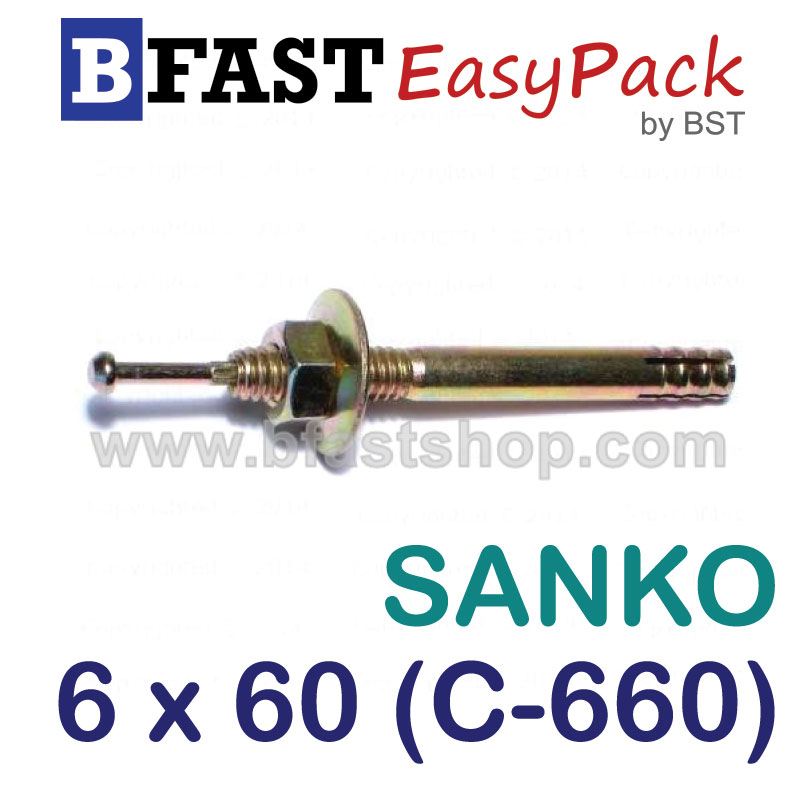 พุกตะปู SANKO (C-660) M6 x 60 (1 ตัว/ถุง)