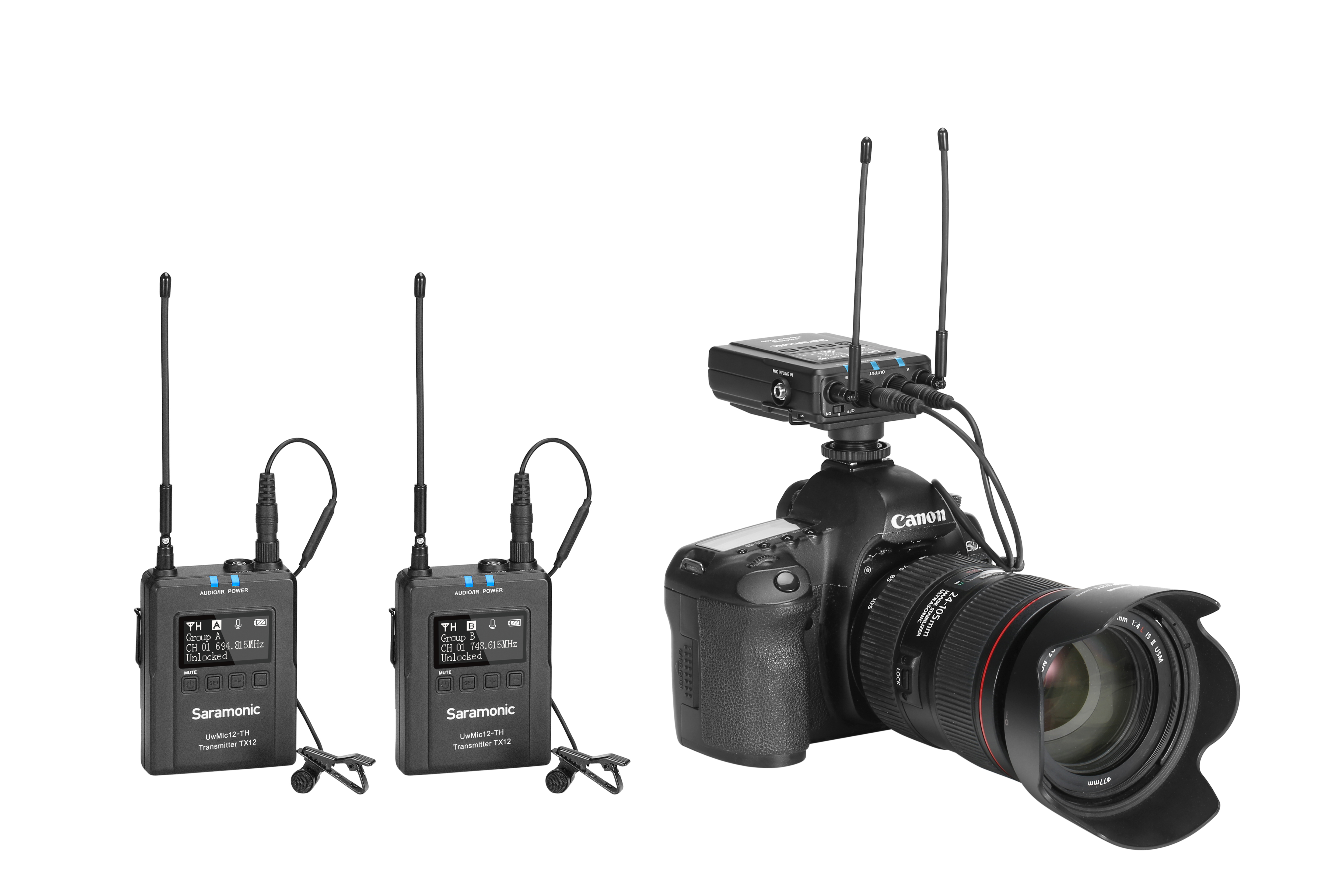 Saramonic UwMic12-TH Kit2 Wireless Microphone (ตัวรับRX 1เครื่อง ตัวส่งTX 2เครื่อง)
