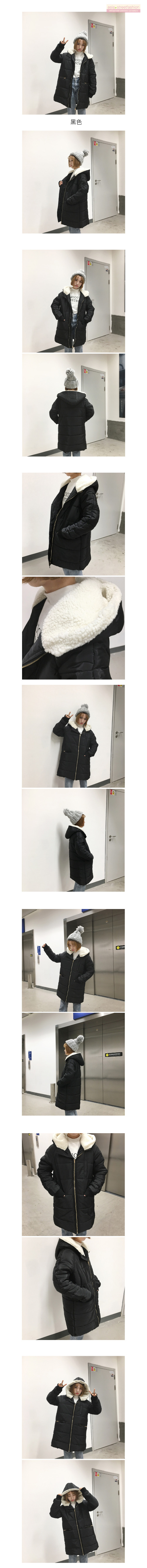 เสื้อโค้ทกันหนาวฮู้ดดี้ กันหนาวกันลม ผ้าในลอนบุนวม+ซับในขนแกะ พร้อมส่งจ้า สีดำ